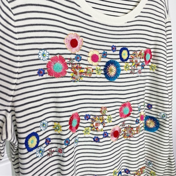 Talbots Floral Row Embroidered Crewneck Lightweight Sweater Women’s XL - Picture 5 of 8